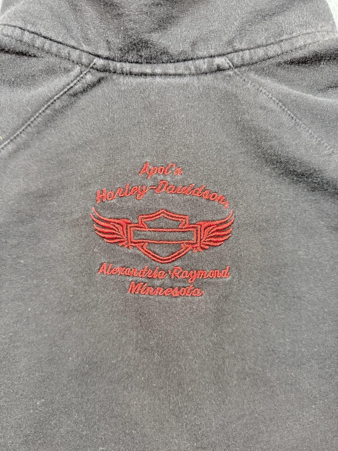 Harley-Davidson Zip Up Jacket Size L Black Red Spell Out 14