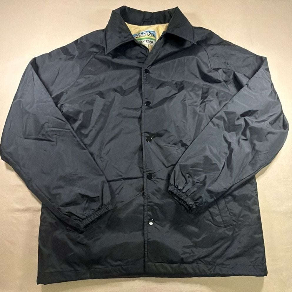 Rocky Trail Coach Jacket Size S Black Nylon Snap Up 2