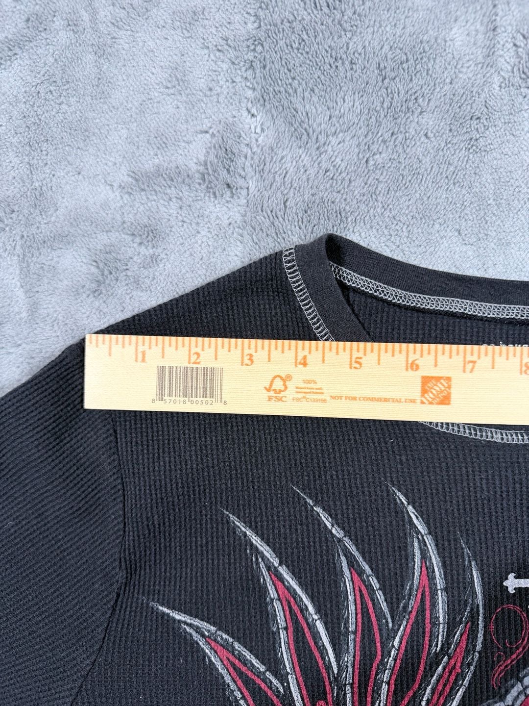 No Boundaries Skull Cross Thermal Shirt Size XL Black Red Y2K 6