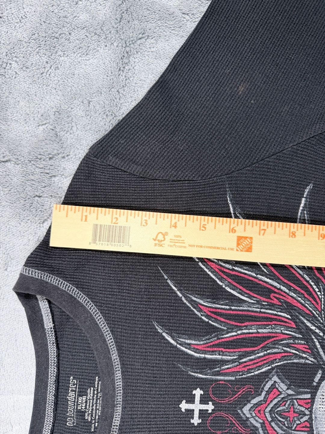No Boundaries Skull Cross Thermal Shirt Size XL Black Red Y2K 8