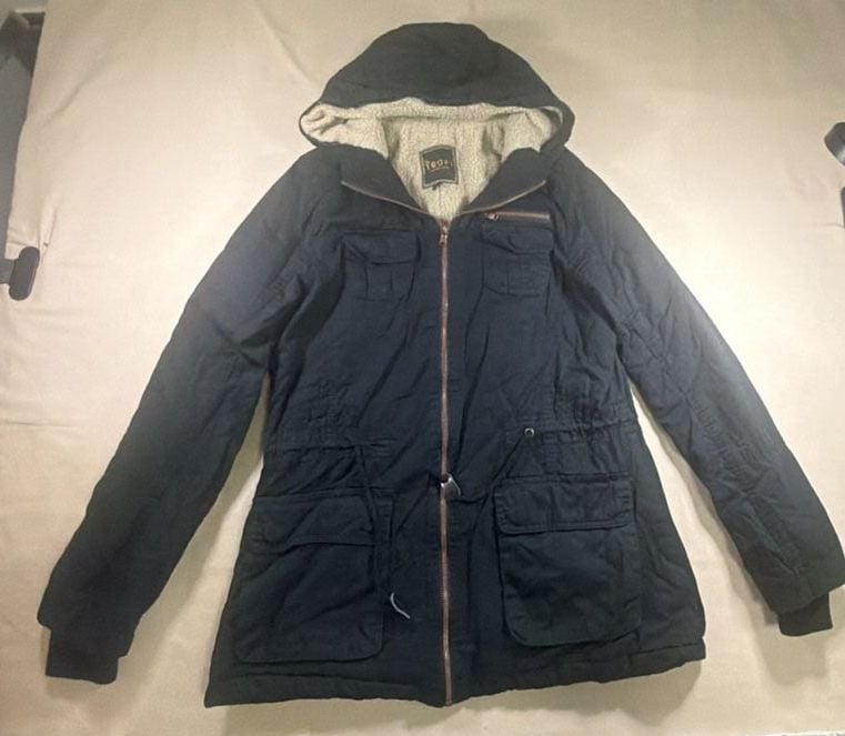 Tropi Collection Faux Shearling Lined Hooded Utility Jacket Size L 2