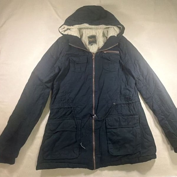 Tropi Collection Faux Shearling Lined Hooded Utility Jacket Size L