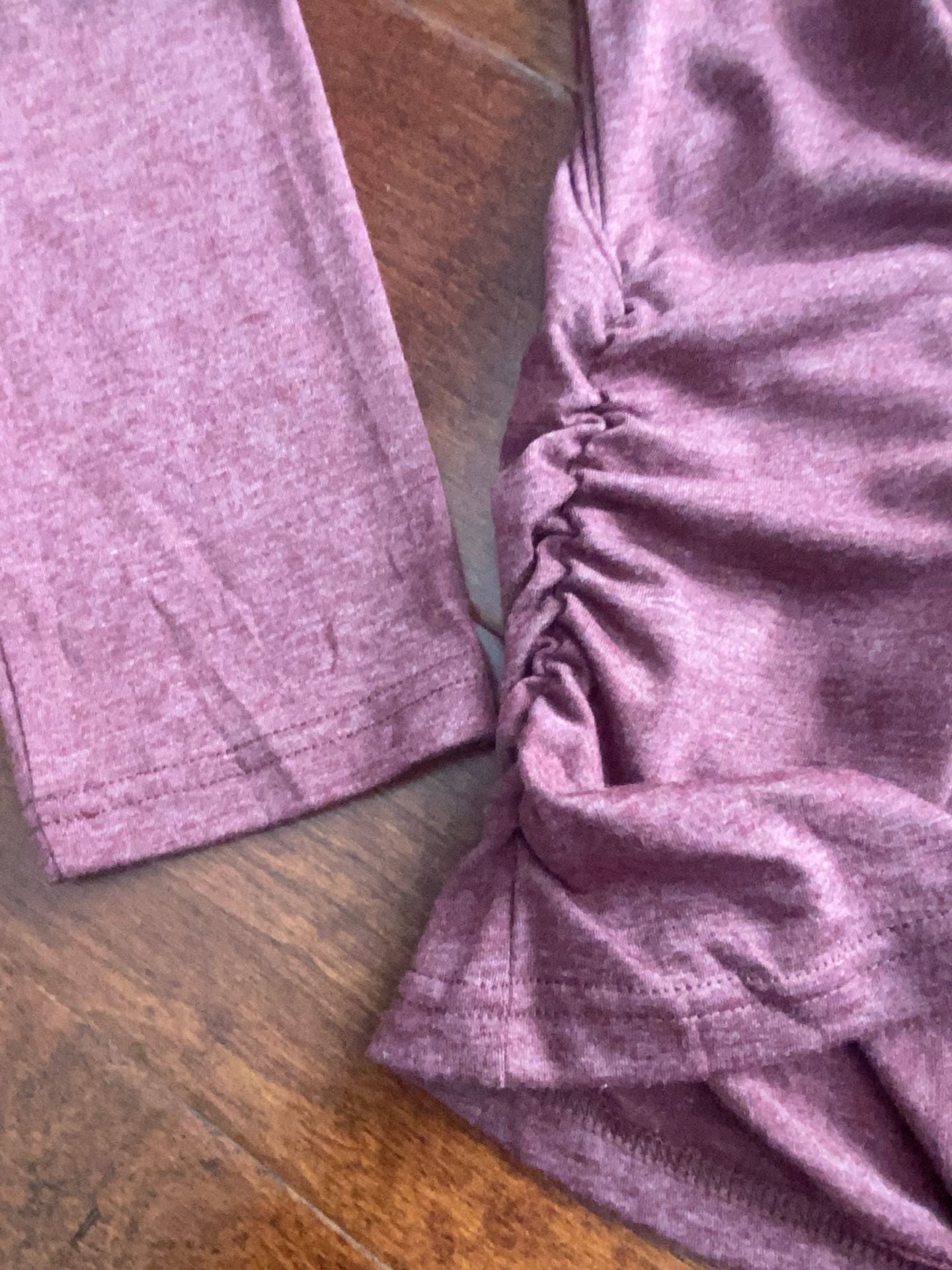 Unbranded V-Neck Long Sleeve Ruched Top Size L Mauve Heather Casual Shirt 3