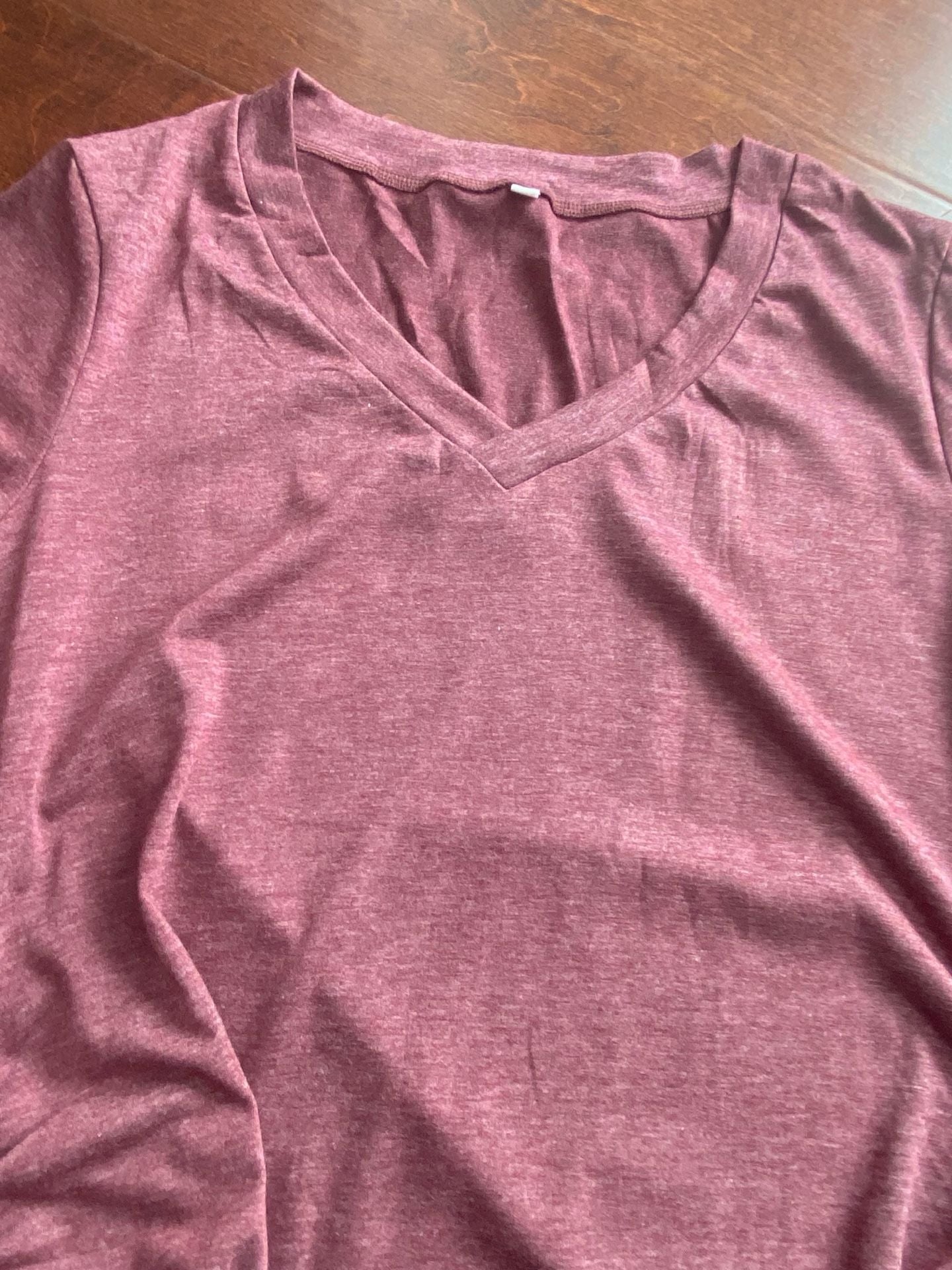 Unbranded V-Neck Long Sleeve Ruched Top Size L Mauve Heather Casual Shirt 4