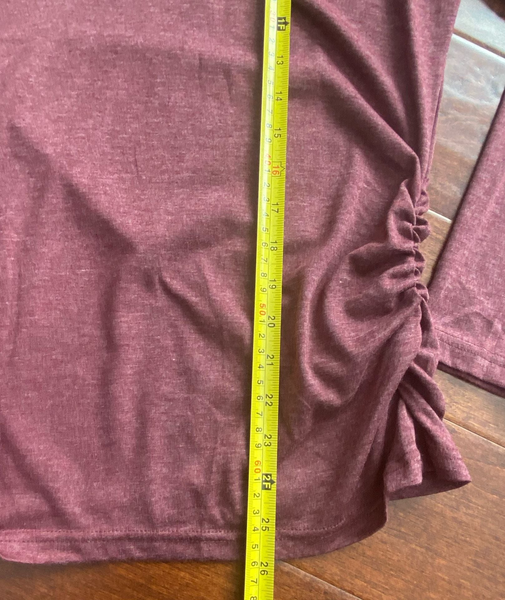 Unbranded V-Neck Long Sleeve Ruched Top Size L Mauve Heather Casual Shirt 5