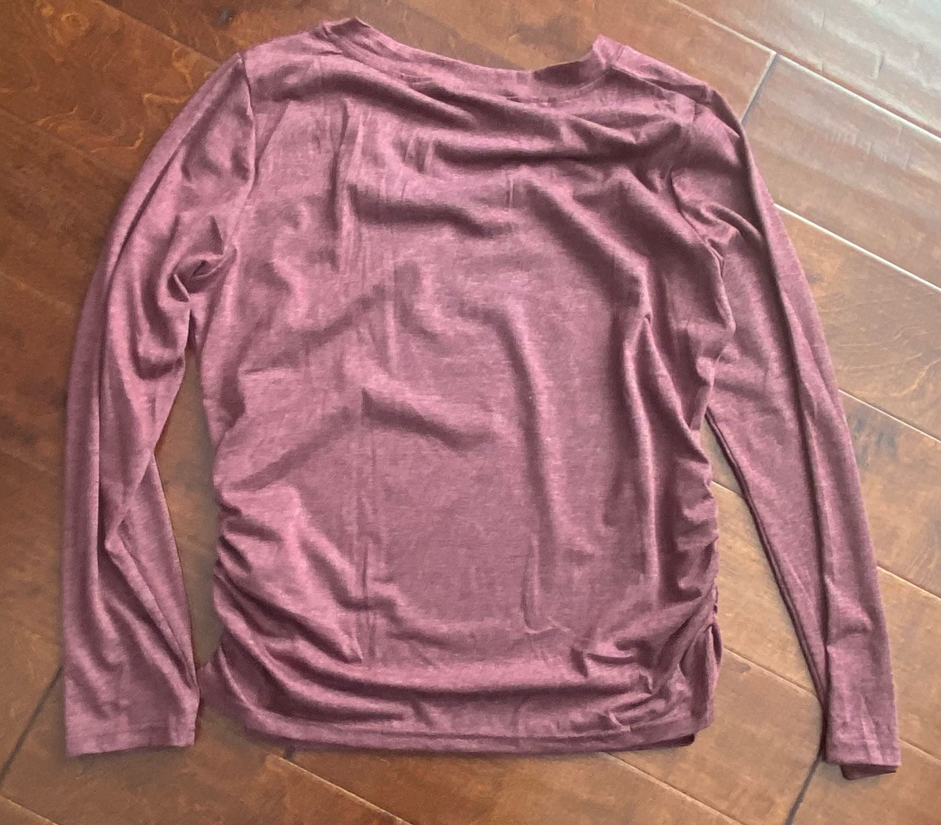 Unbranded V-Neck Long Sleeve Ruched Top Size L Mauve Heather Casual Shirt 8
