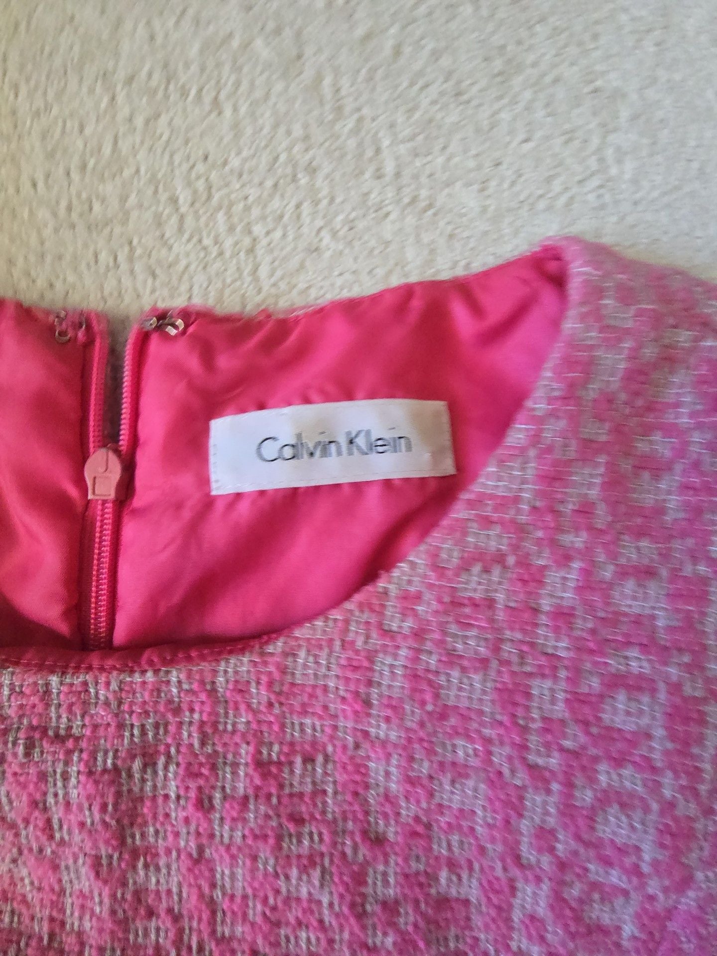 Calvin Klein Sleeveless Pink Tweed Sheath Dress 4