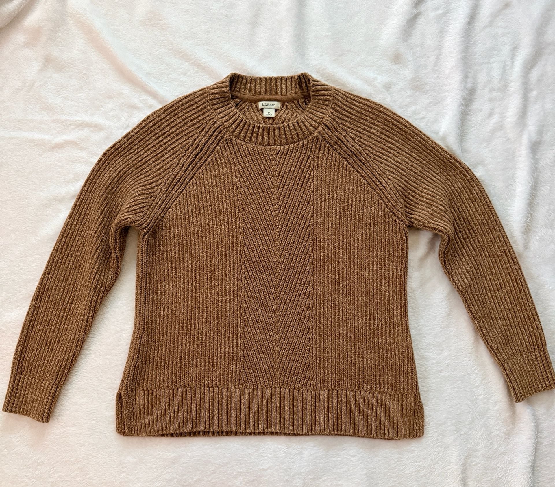 Womens L.L. Bean Mariner Shaker Sweater Crewneck Size M PET Brown 2