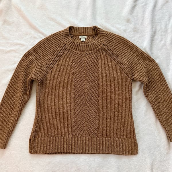 Womens L.L. Bean Mariner Shaker Sweater Crewneck Size M PET Brown