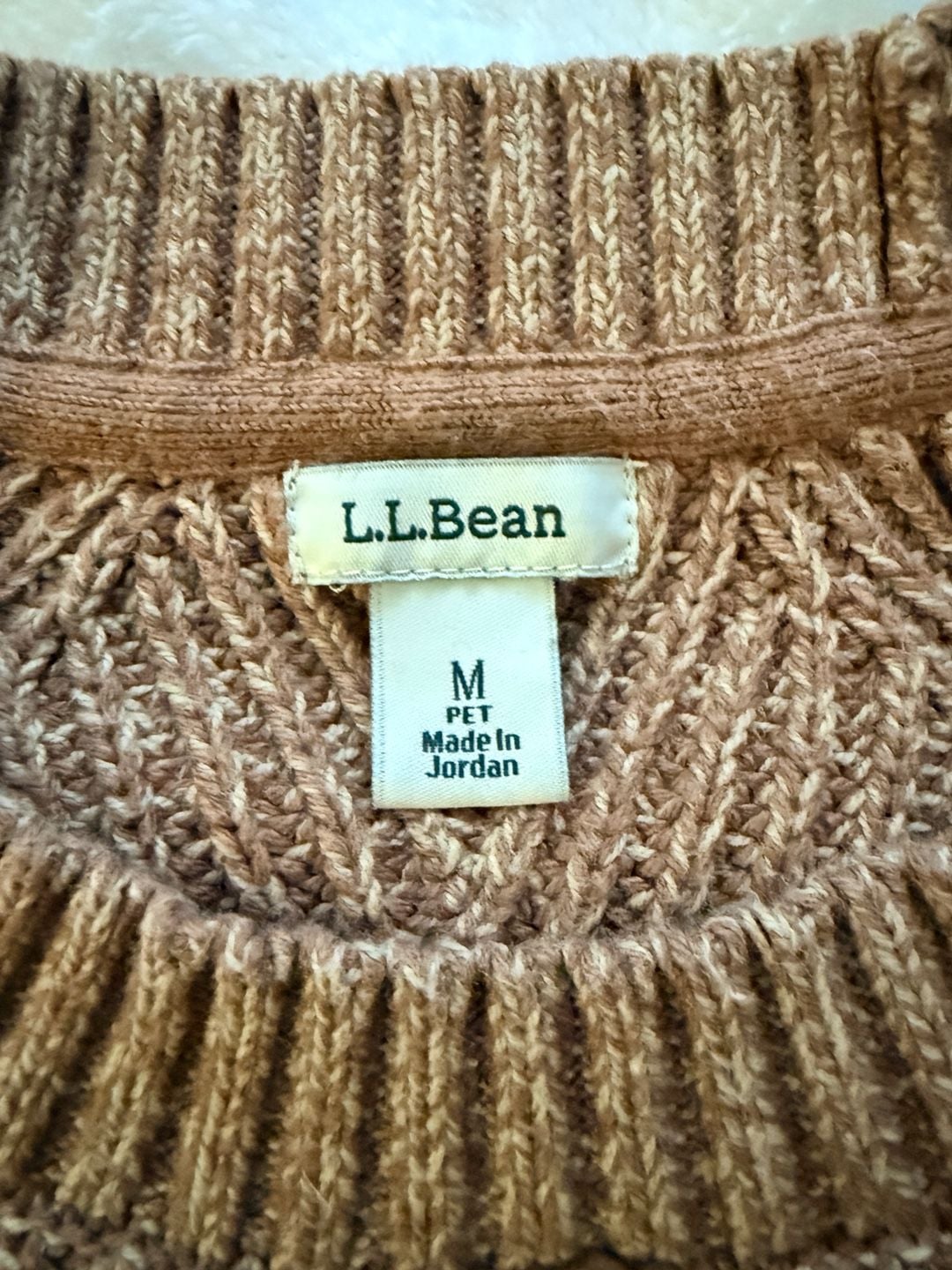 Womens L.L. Bean Mariner Shaker Sweater Crewneck Size M PET Brown 4