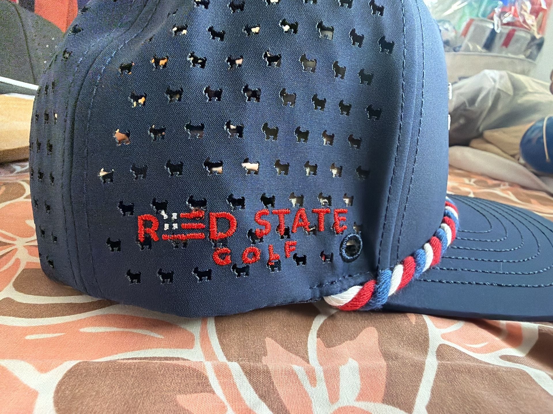 Red State Golf Hat Navy Blue Rope Snapback 3
