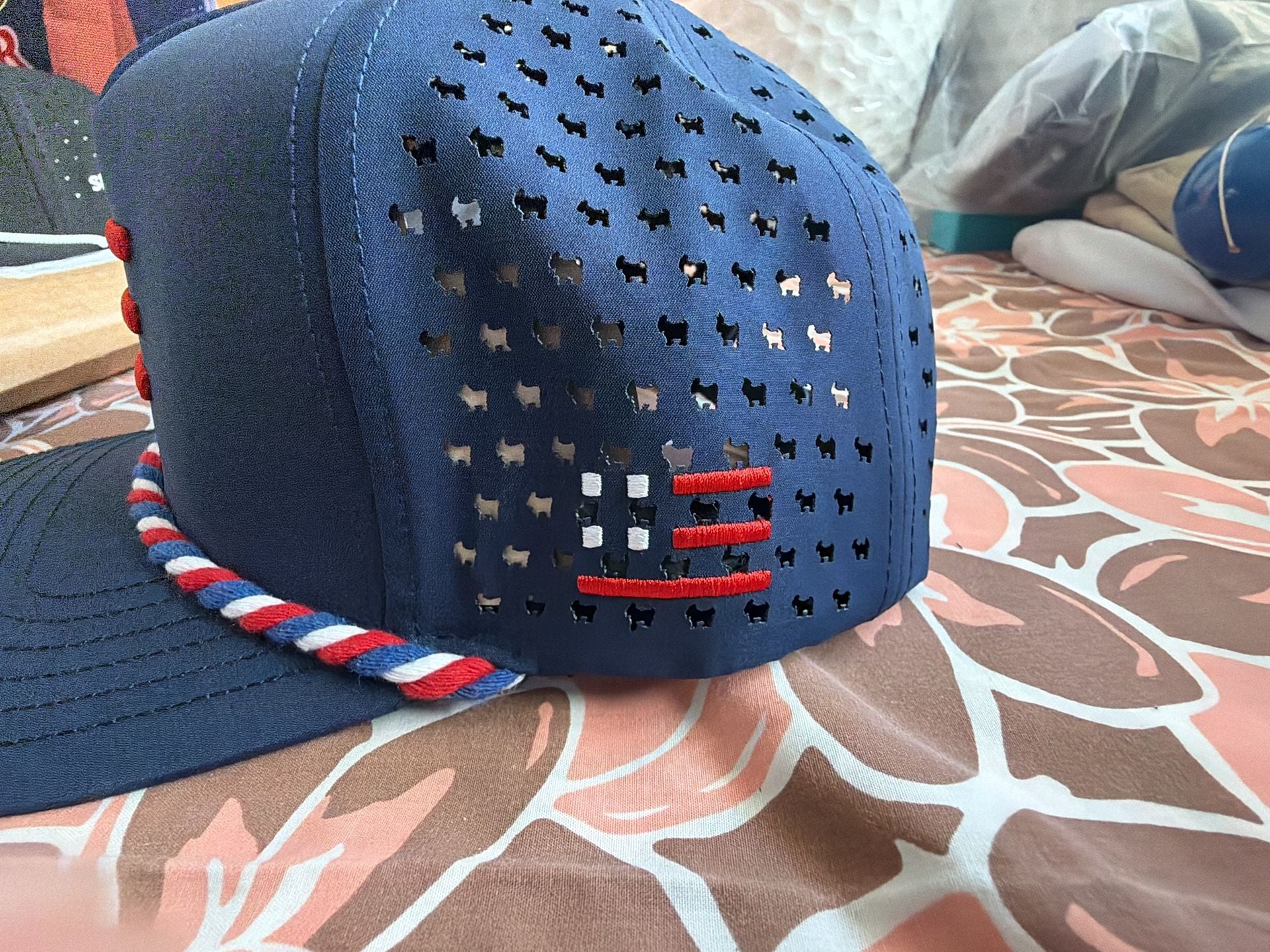 Red State Golf Hat Navy Blue Rope Snapback 5