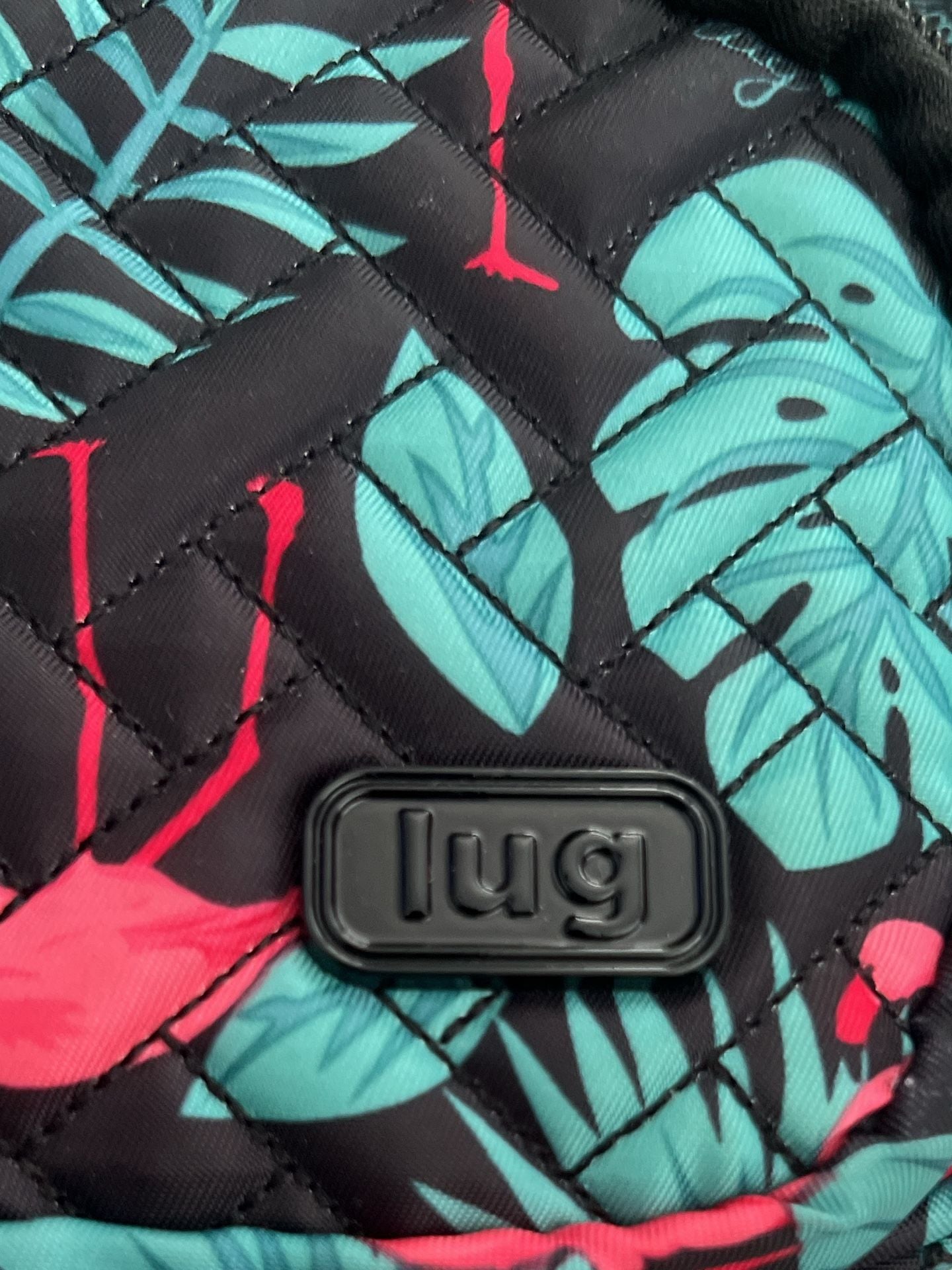 Lug Carousel Crossbody Bag Flamingo Black Tropical Quilted 3