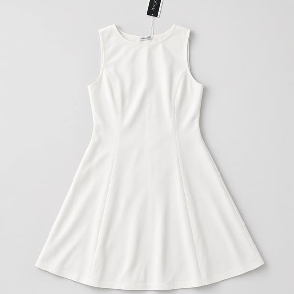 Mini Dress Size L White Sleeveless Neck