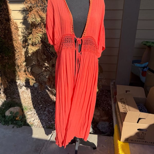 Easel Los Angeles Kimono Maxi Cover Up Size M Orange