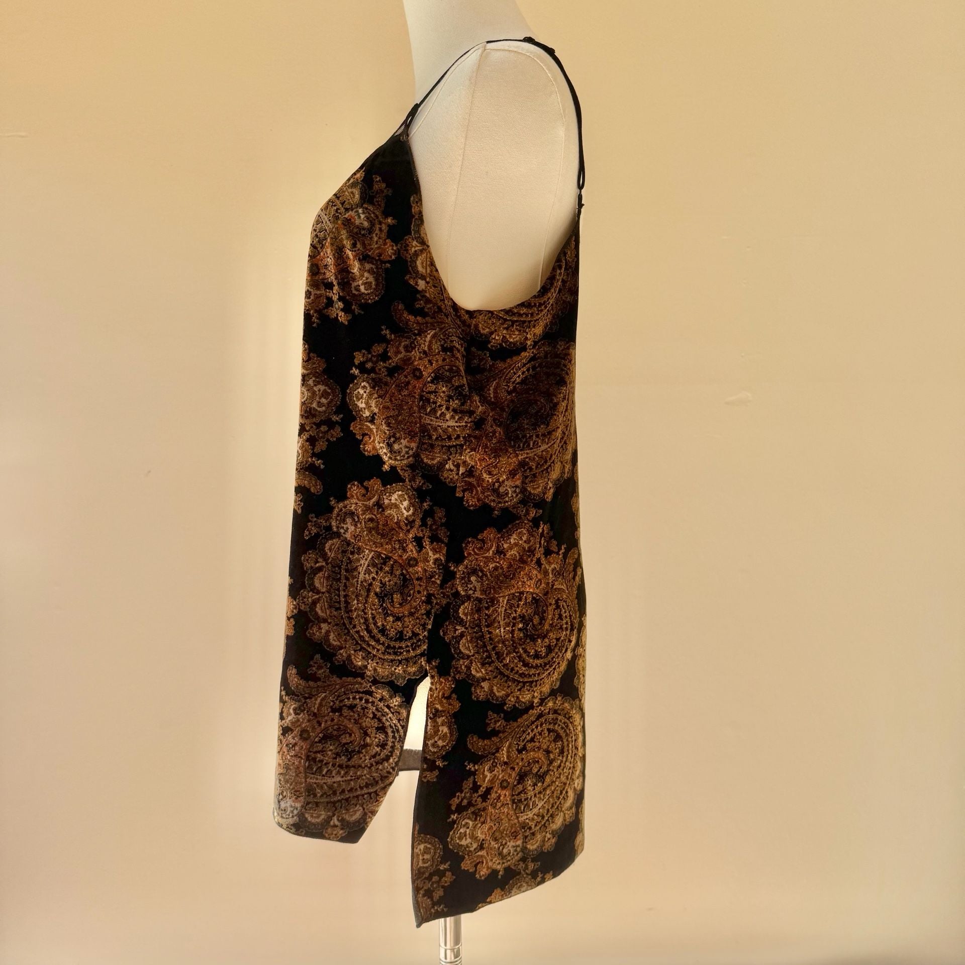 Free People Velvet Paisley Black Cami Tank Top 6