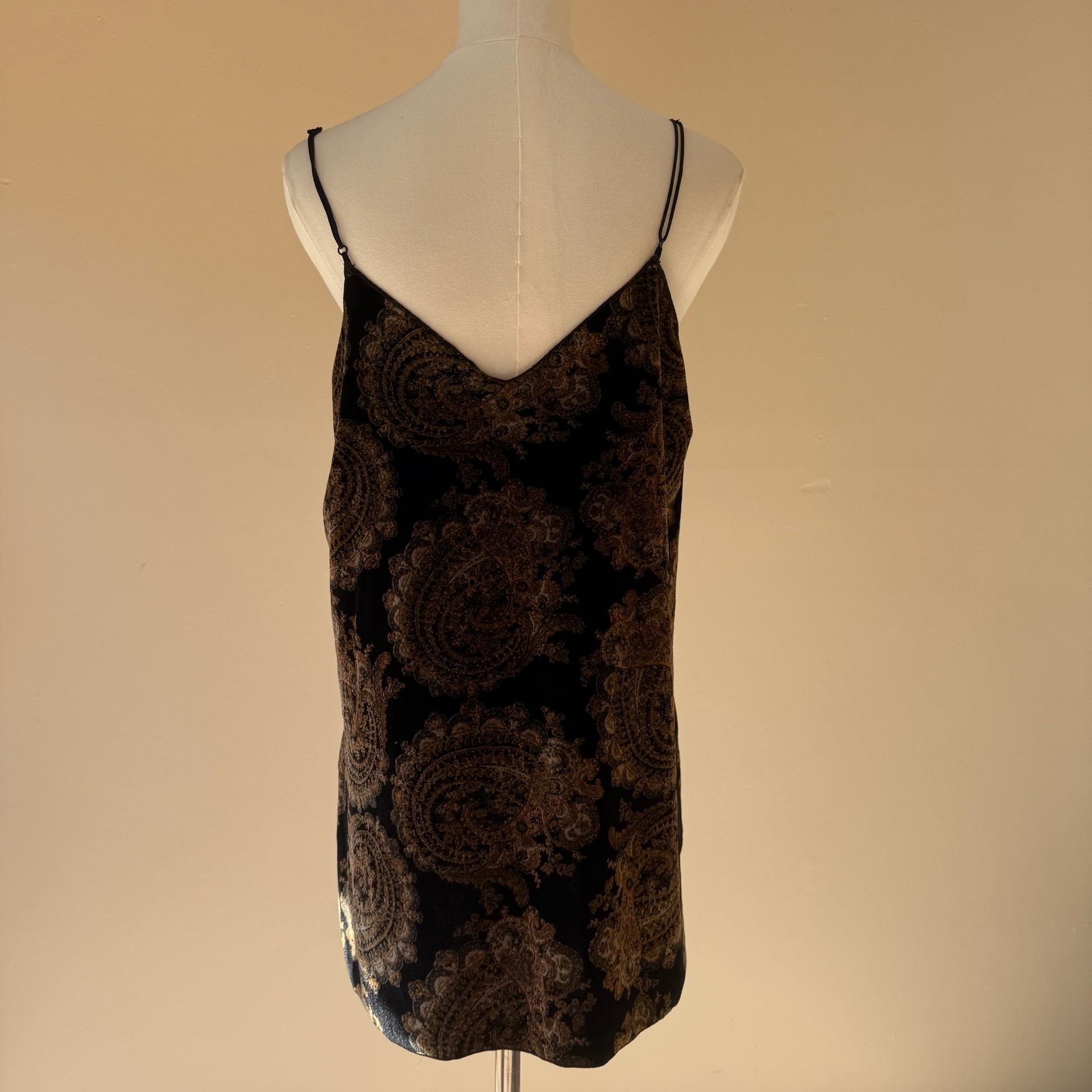Free People Velvet Paisley Black Cami Tank Top 8