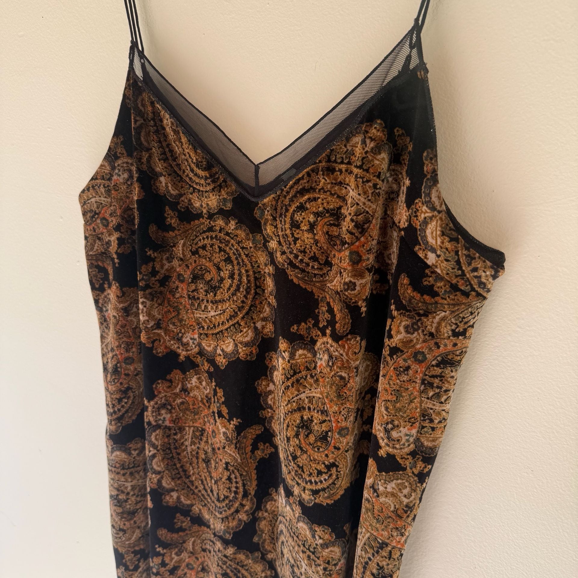 Free People Velvet Paisley Black Cami Tank Top 9