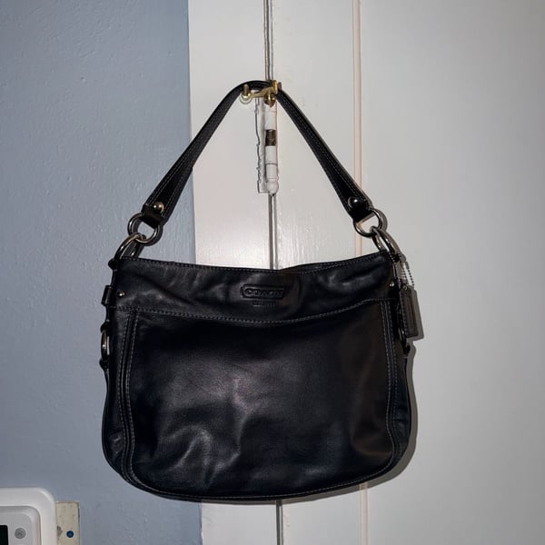 Coach Zoe Hobo Leather Shoulder Bag Black