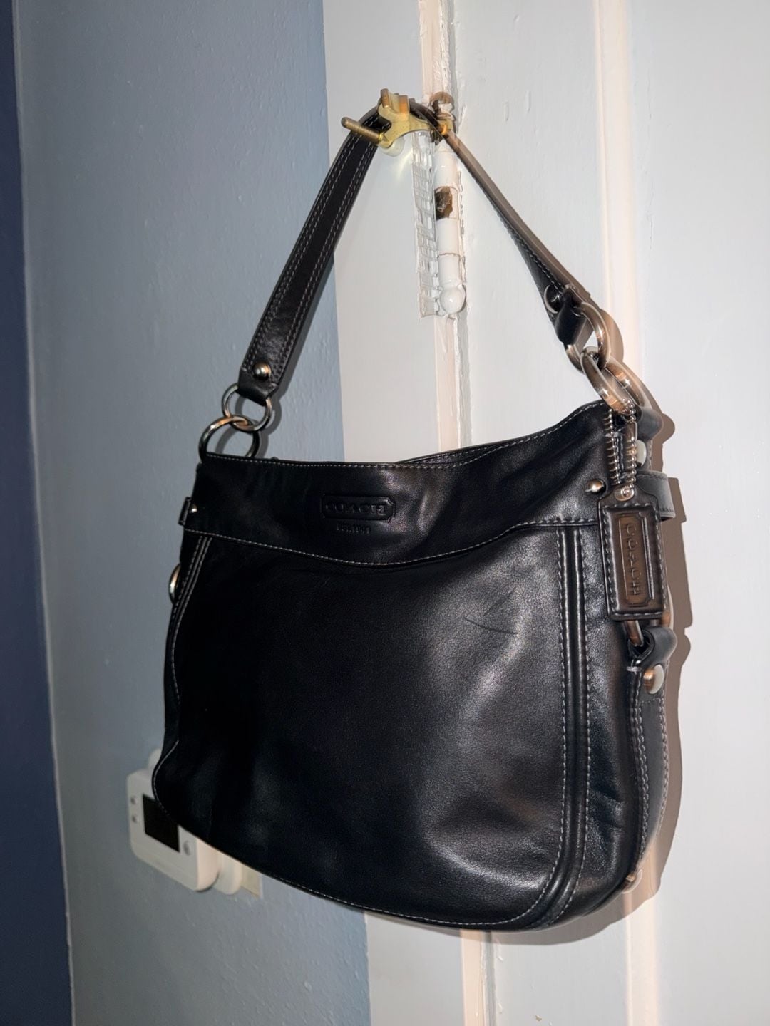 Coach Zoe Hobo Leather Shoulder Bag Black 7