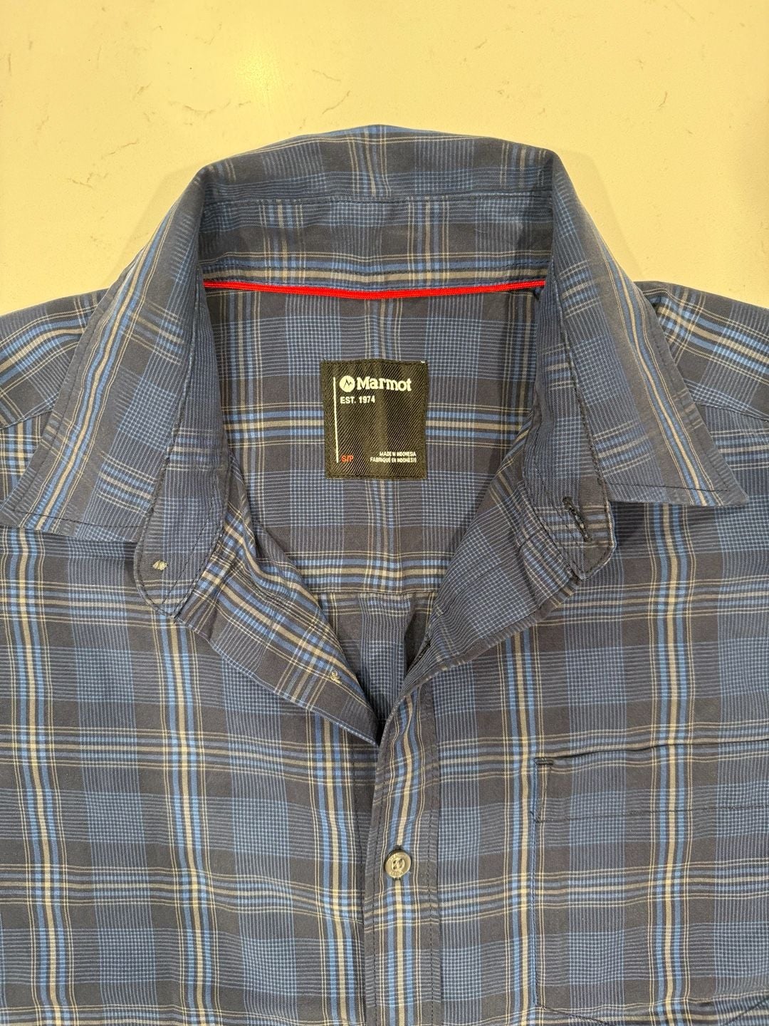 Marmot Eldridge Short Sleeve Plaid Shirt Size S Blue 3