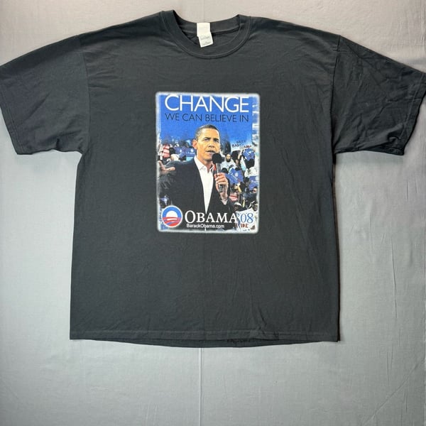 Barack Obama 08 Rap T-Shirt 2XL Black Change We Can Believe In Vintage