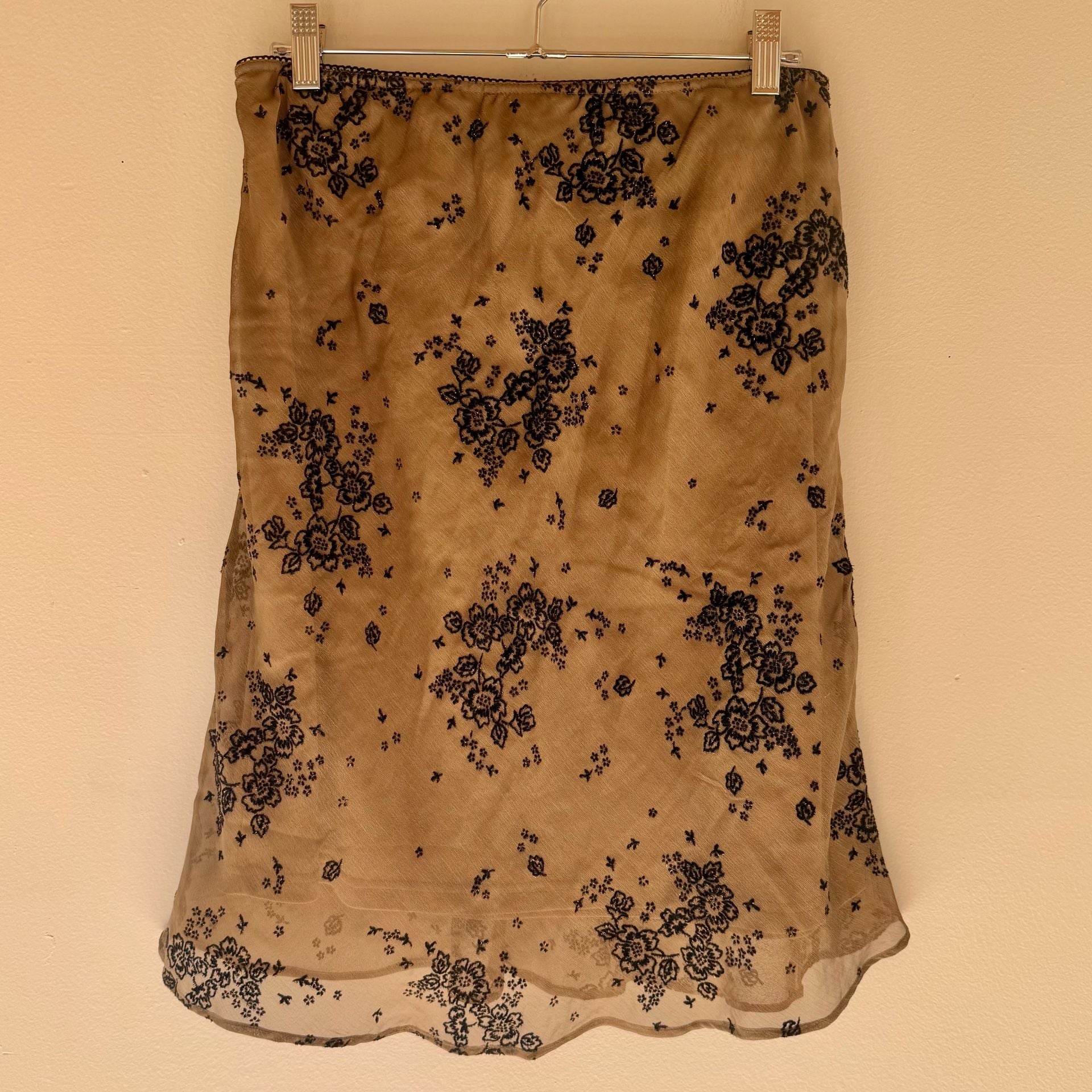 Floral Skirt Brown with Black and Gold Embroidered Mesh 4