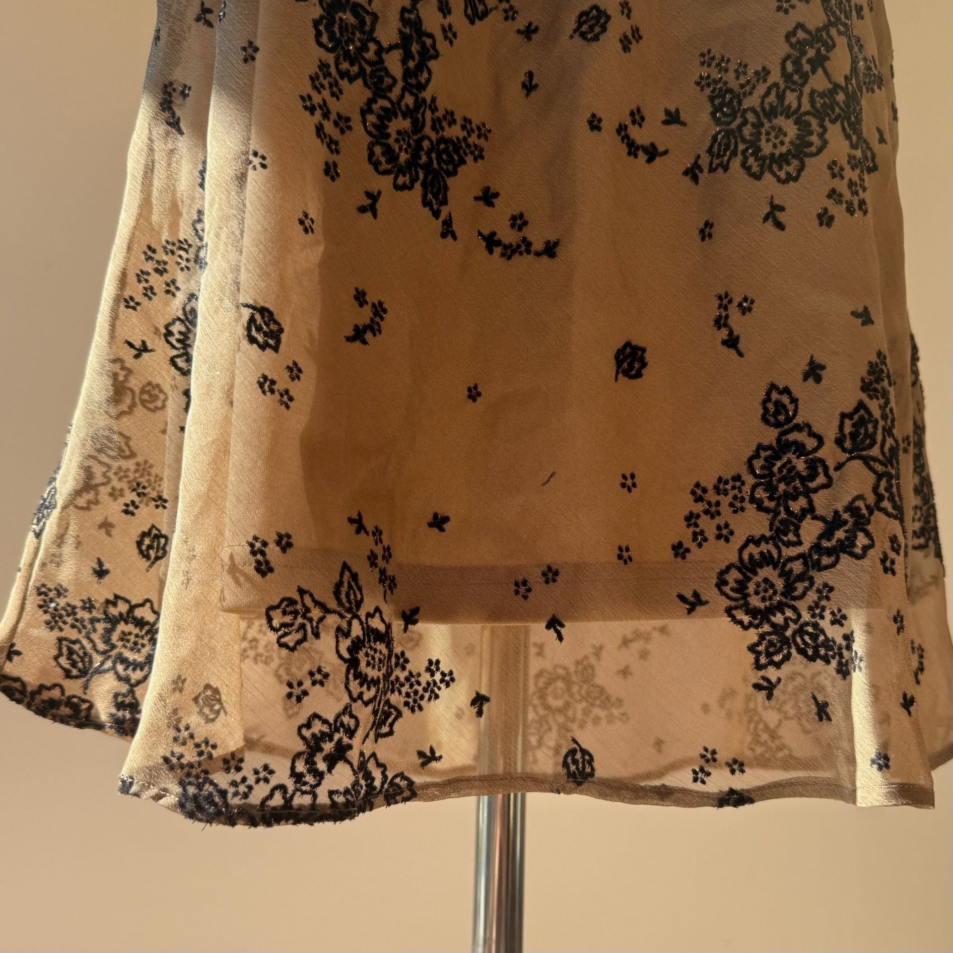 Floral Skirt Brown with Black and Gold Embroidered Mesh 5
