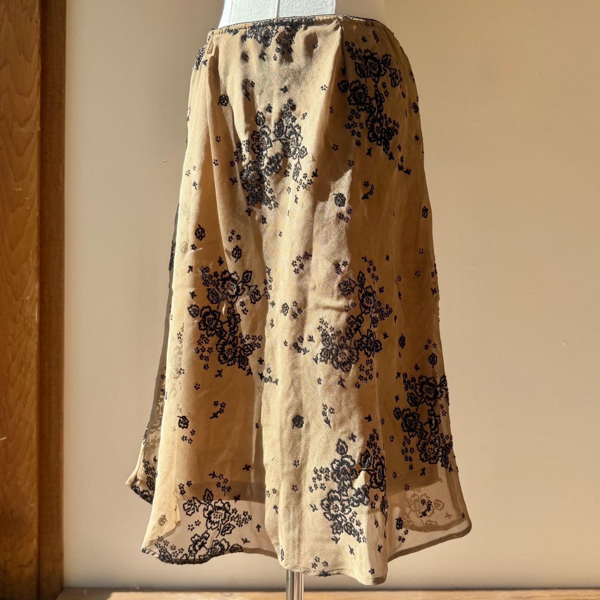 Floral Skirt Brown with Black and Gold Embroidered Mesh 6
