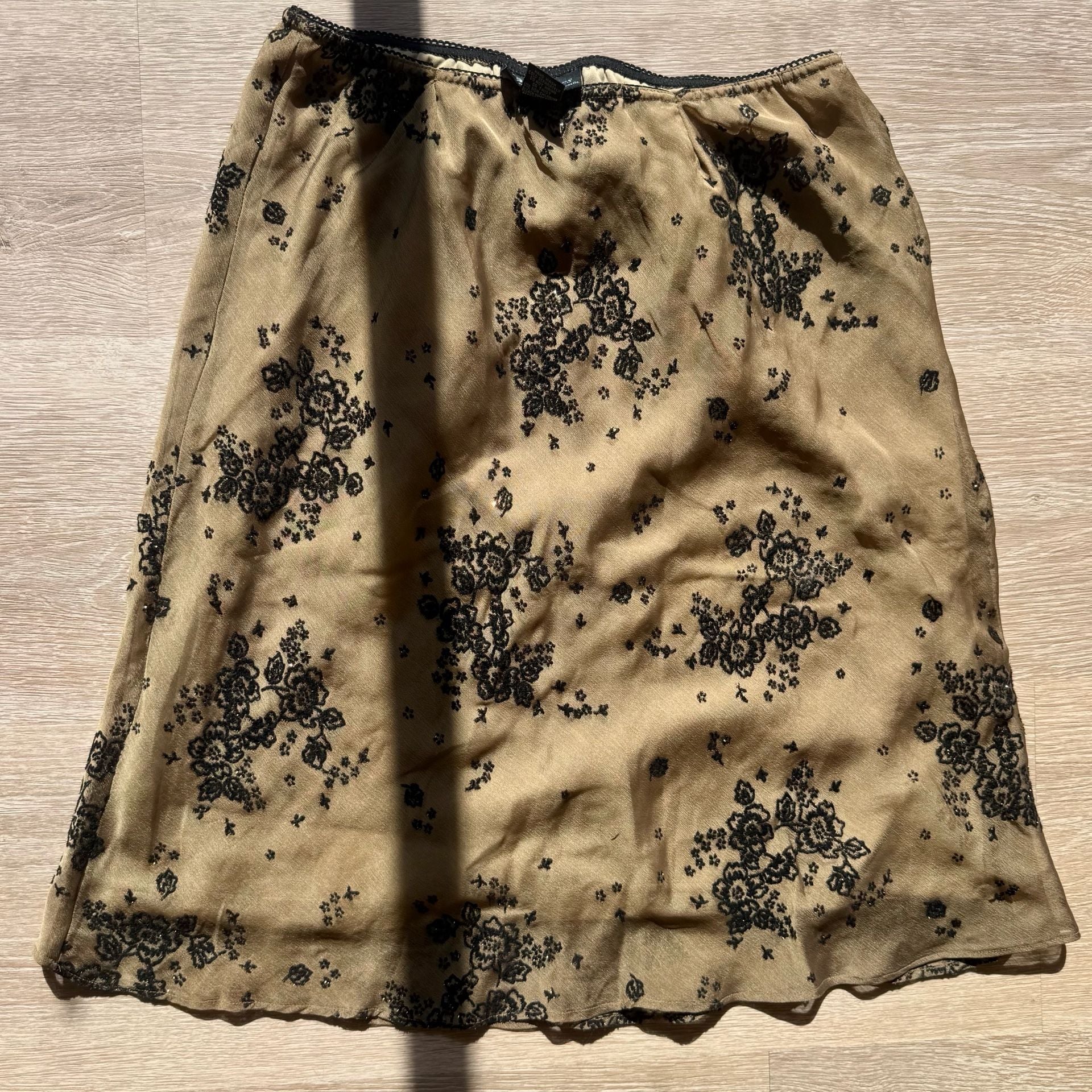Floral Skirt Brown with Black and Gold Embroidered Mesh 7