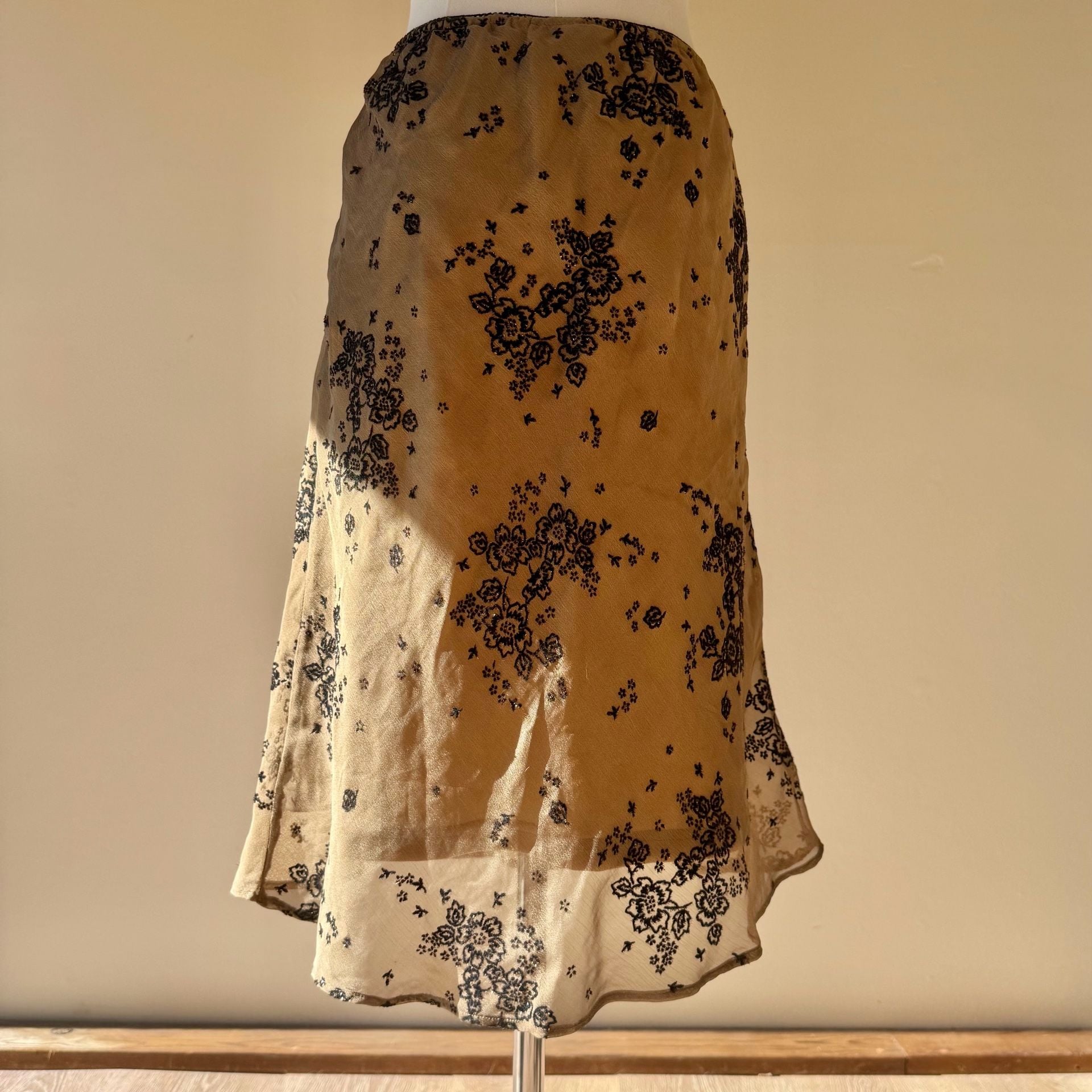 Floral Skirt Brown with Black and Gold Embroidered Mesh 9