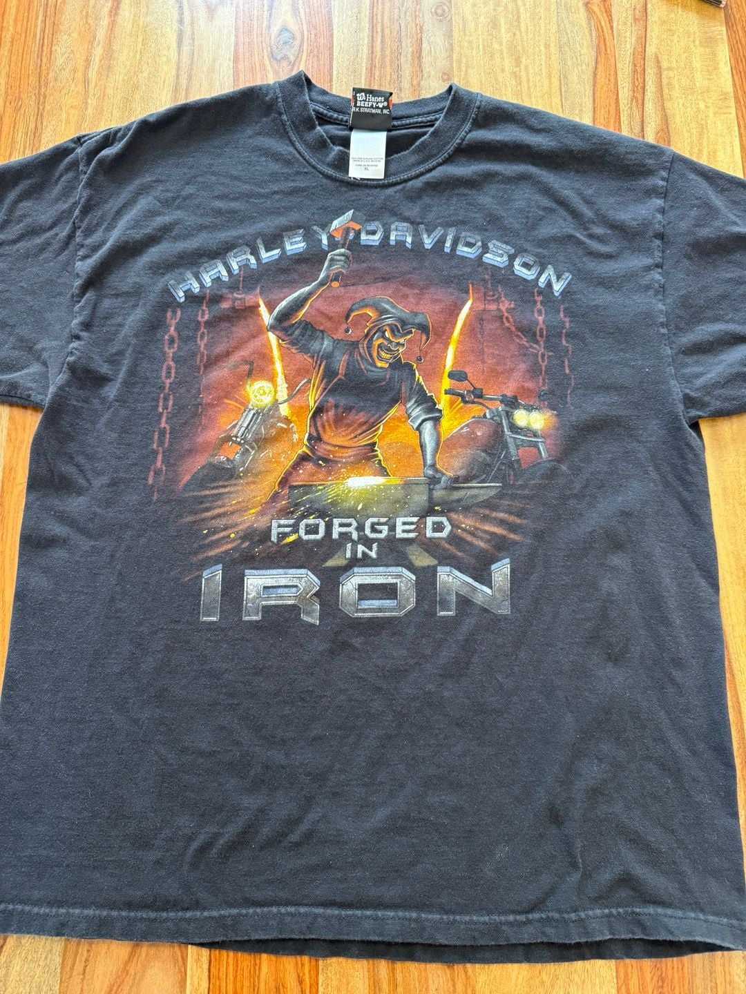 Vintage Harley-Davidson Forged In Iron Jester T-Shirt Size XL 2