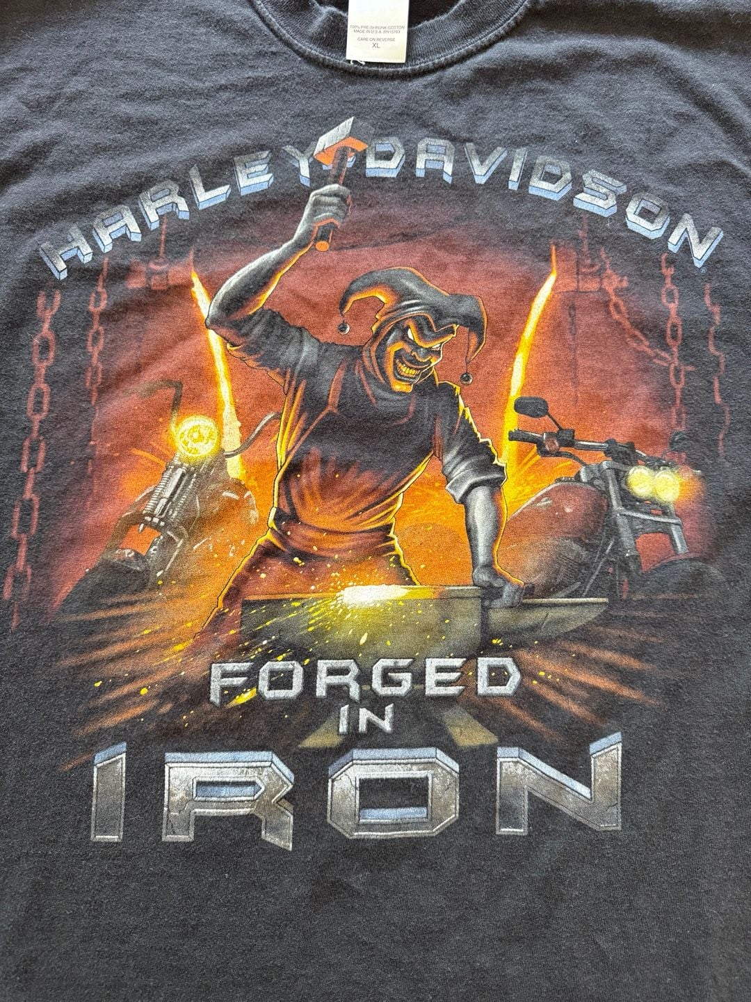 Vintage Harley-Davidson Forged In Iron Jester T-Shirt Size XL 3