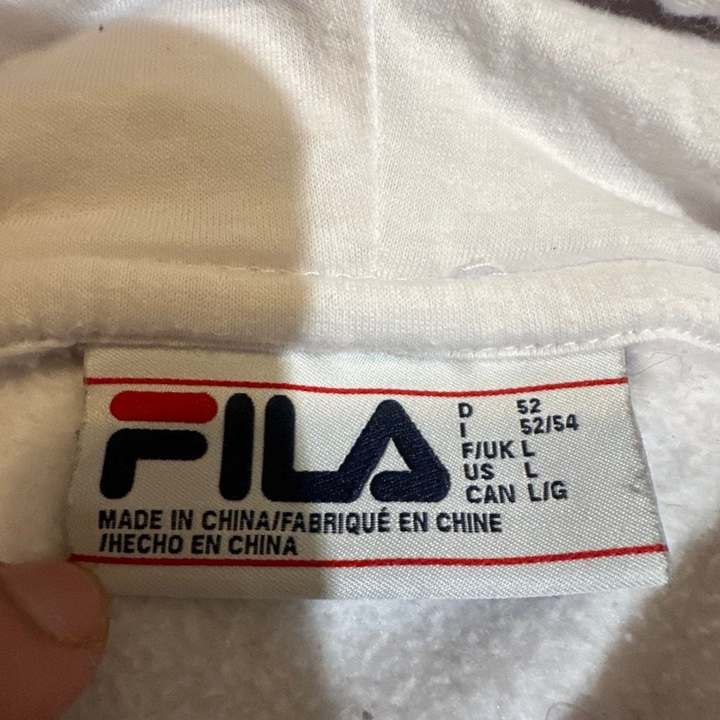 FILA Marzio White Navy Pullover Hoodie Size L 5