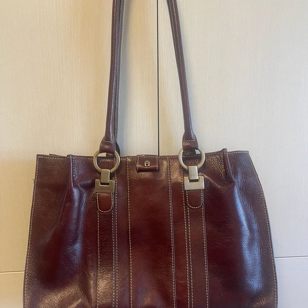 Etienne Aigner Leather Shoulder Bag Brown Vintage Handbag Purse
