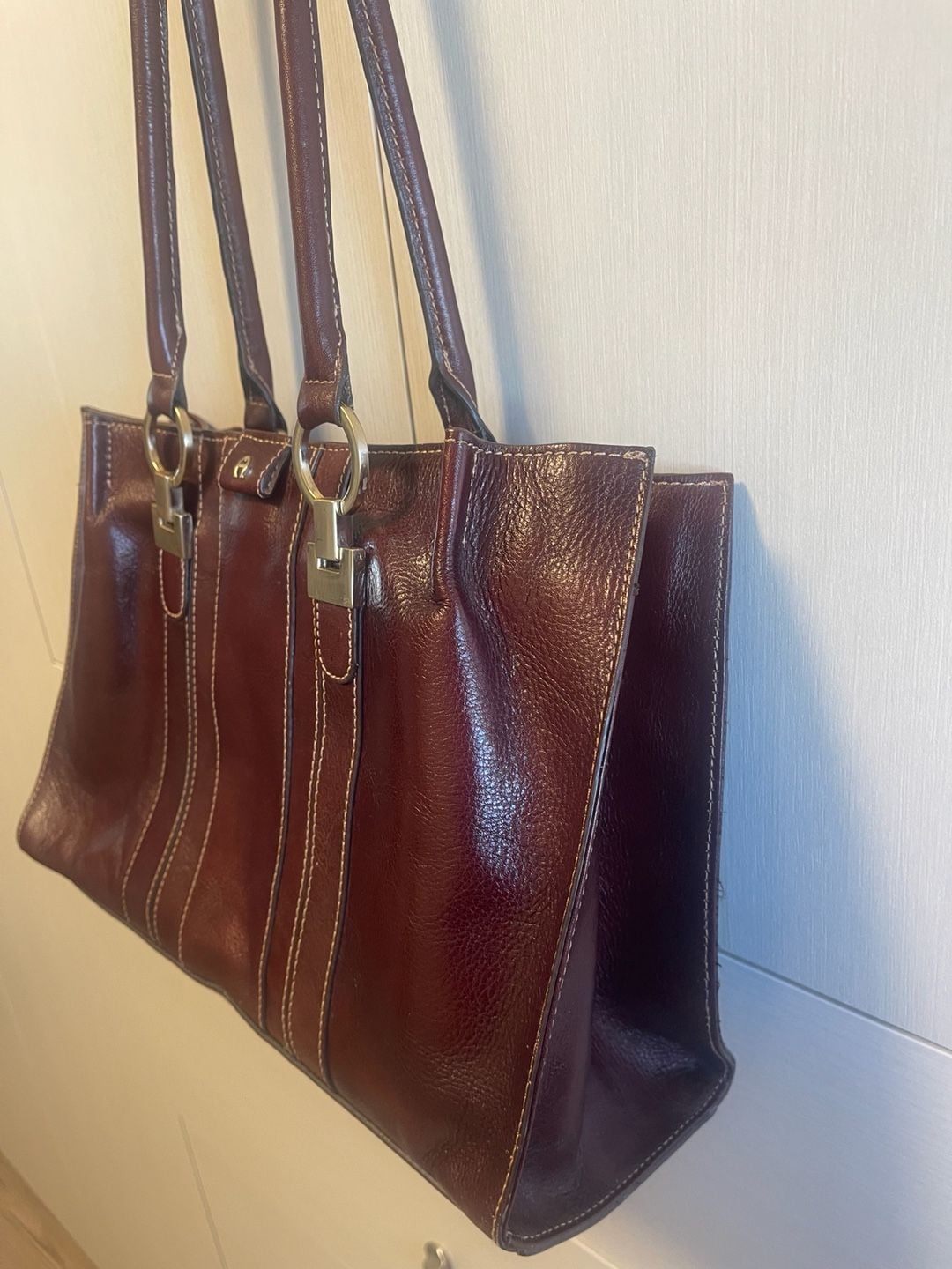 Etienne Aigner Leather Shoulder Bag Brown Vintage Handbag Purse 5