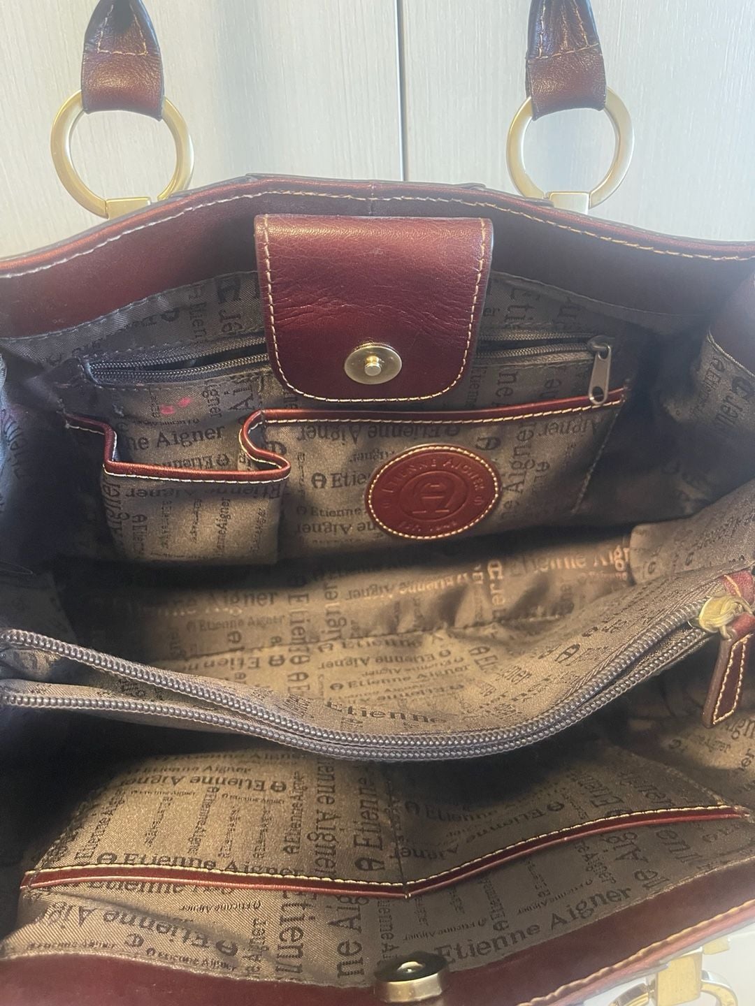 Etienne Aigner Leather Shoulder Bag Brown Vintage Handbag Purse 6