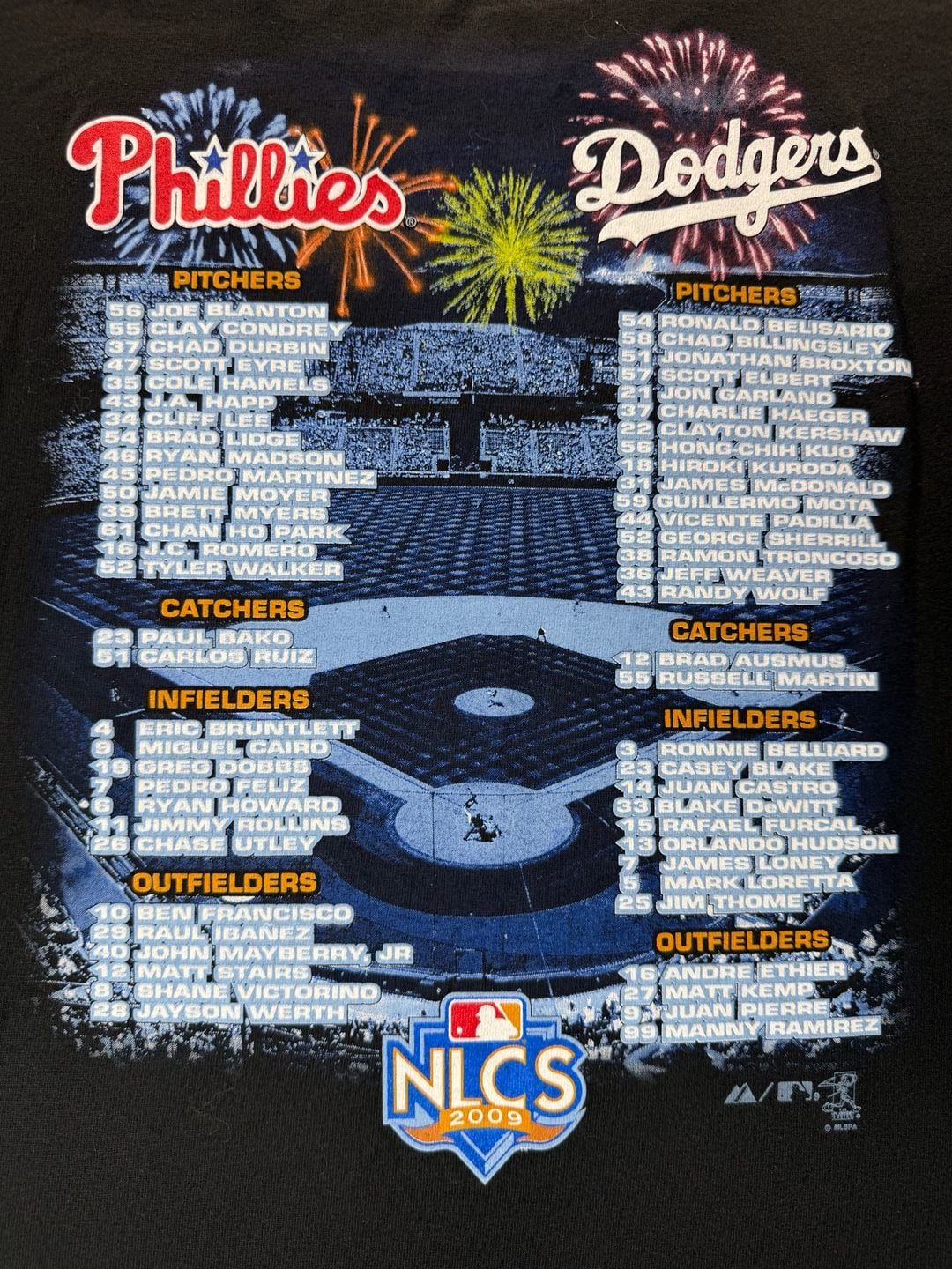 Majestic 2009 Playoffs NLCS Phillies Vs Dodgers T-Shirt Black Graphic Large 8