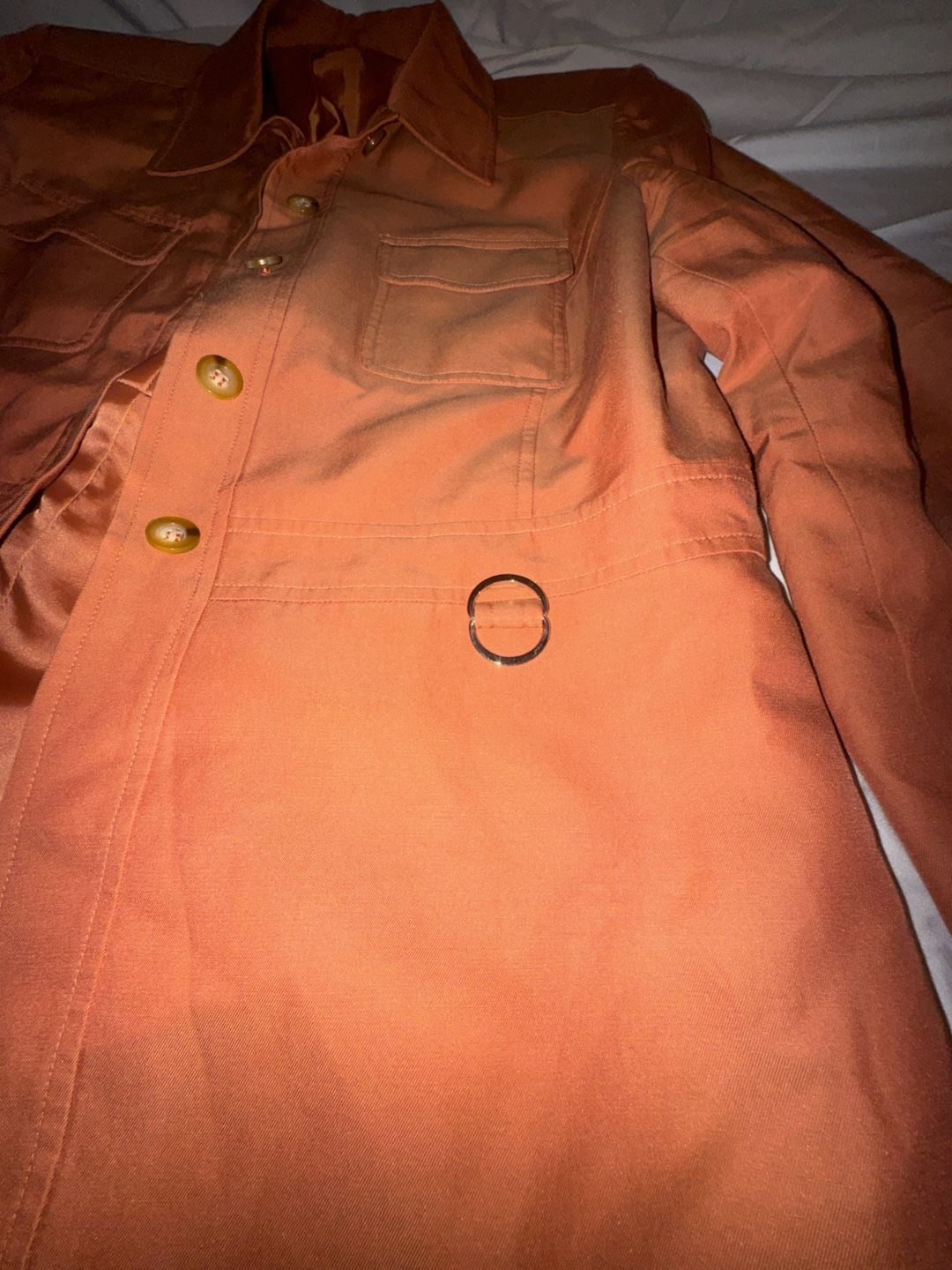Talbots Safari Jacket Size 14 Orange Button Up Utility Pocket 7
