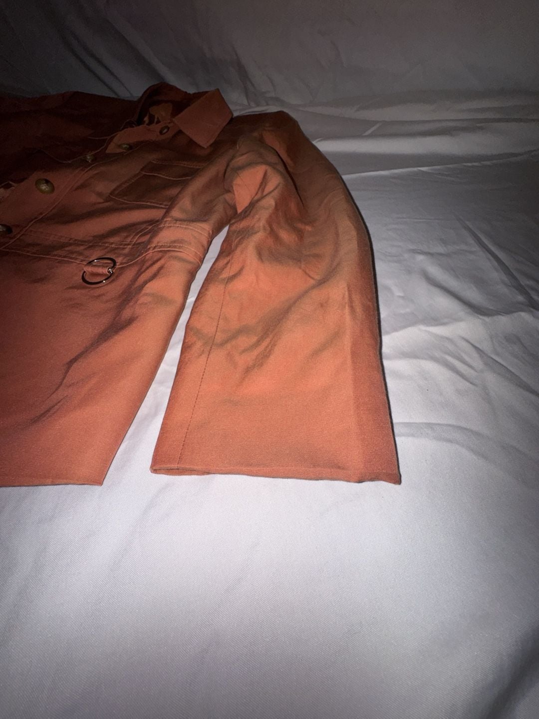 Talbots Safari Jacket Size 14 Orange Button Up Utility Pocket 8