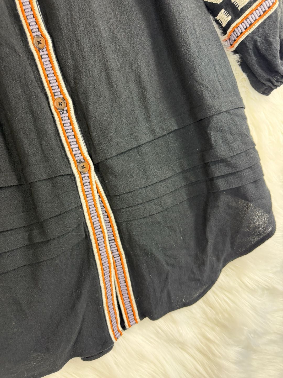 Free People Dress Size S Black Embroidered Boho Kaftan Tunic 4