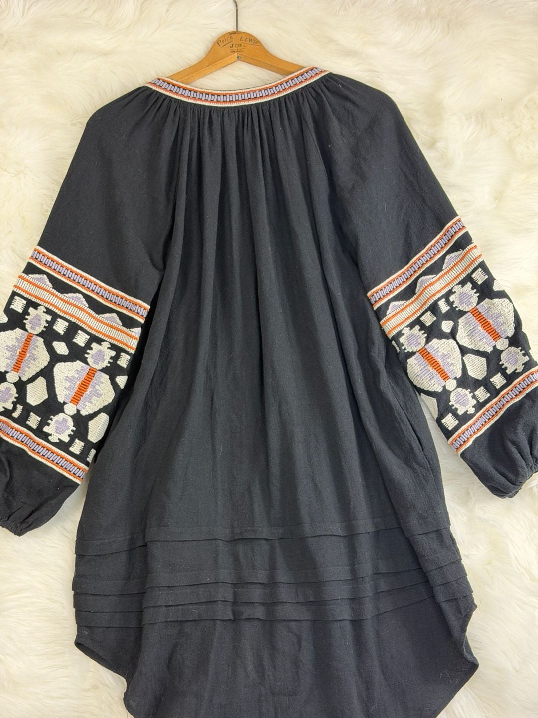 Free People Dress Size S Black Embroidered Boho Kaftan Tunic 13