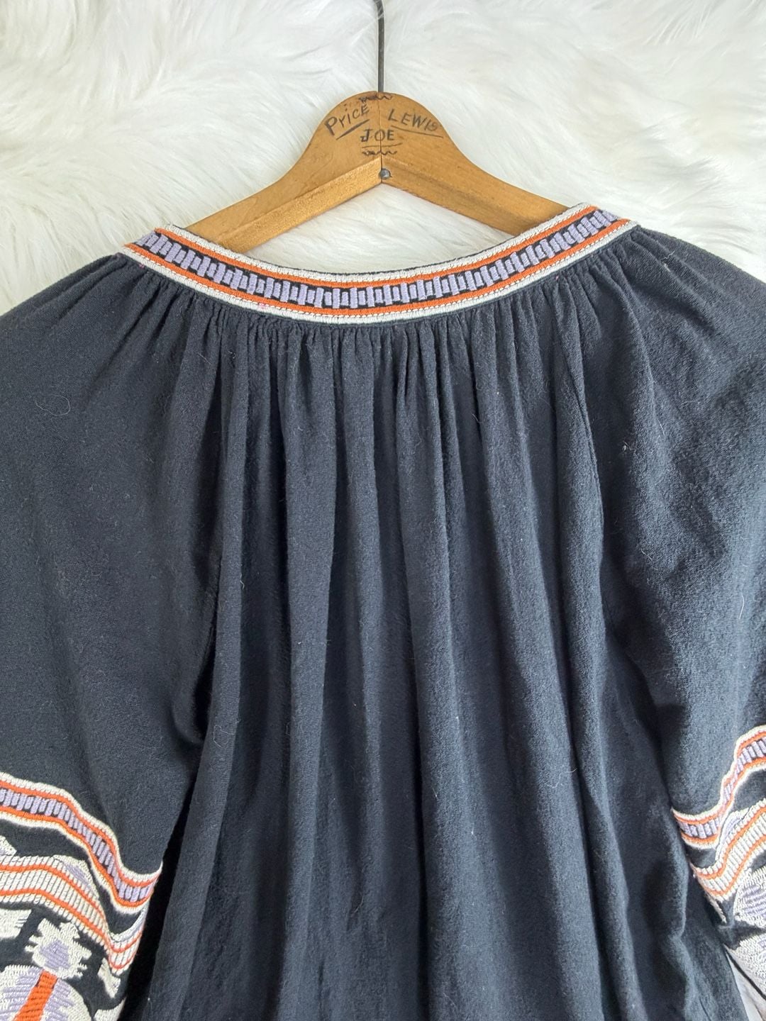 Free People Dress Size S Black Embroidered Boho Kaftan Tunic 14