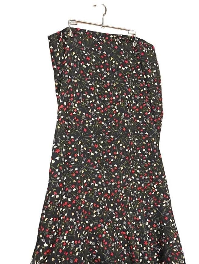 Sag Harbor Floral Midi Skirt Size 18 Ruffle Hem Black 3