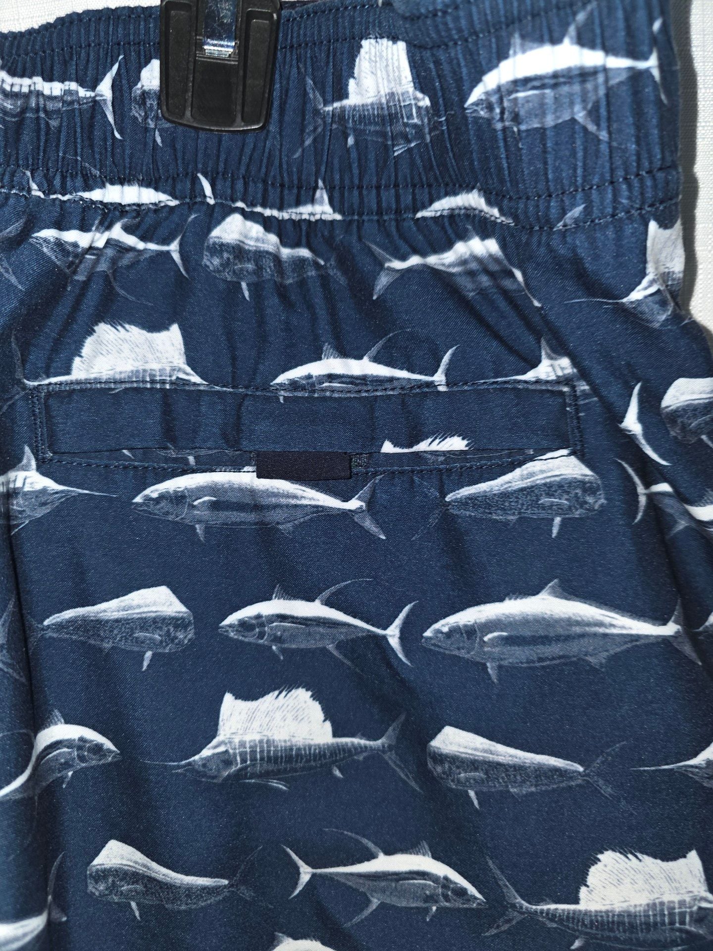 Nautica Swim Trunks Size L Blue Fish Print Mesh Lined 3