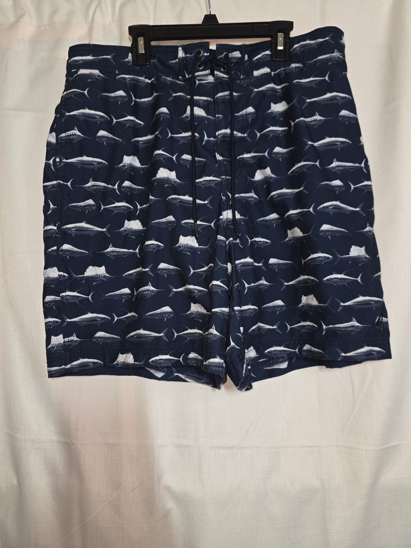 Nautica Swim Trunks Size L Blue Fish Print Mesh Lined 4