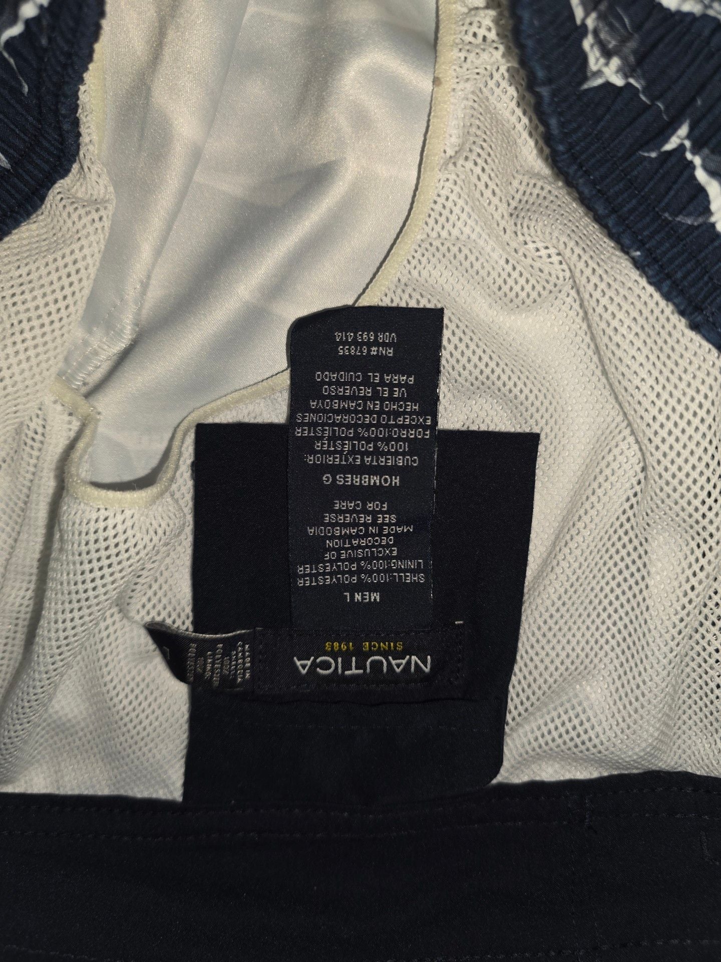Nautica Swim Trunks Size L Blue Fish Print Mesh Lined 5