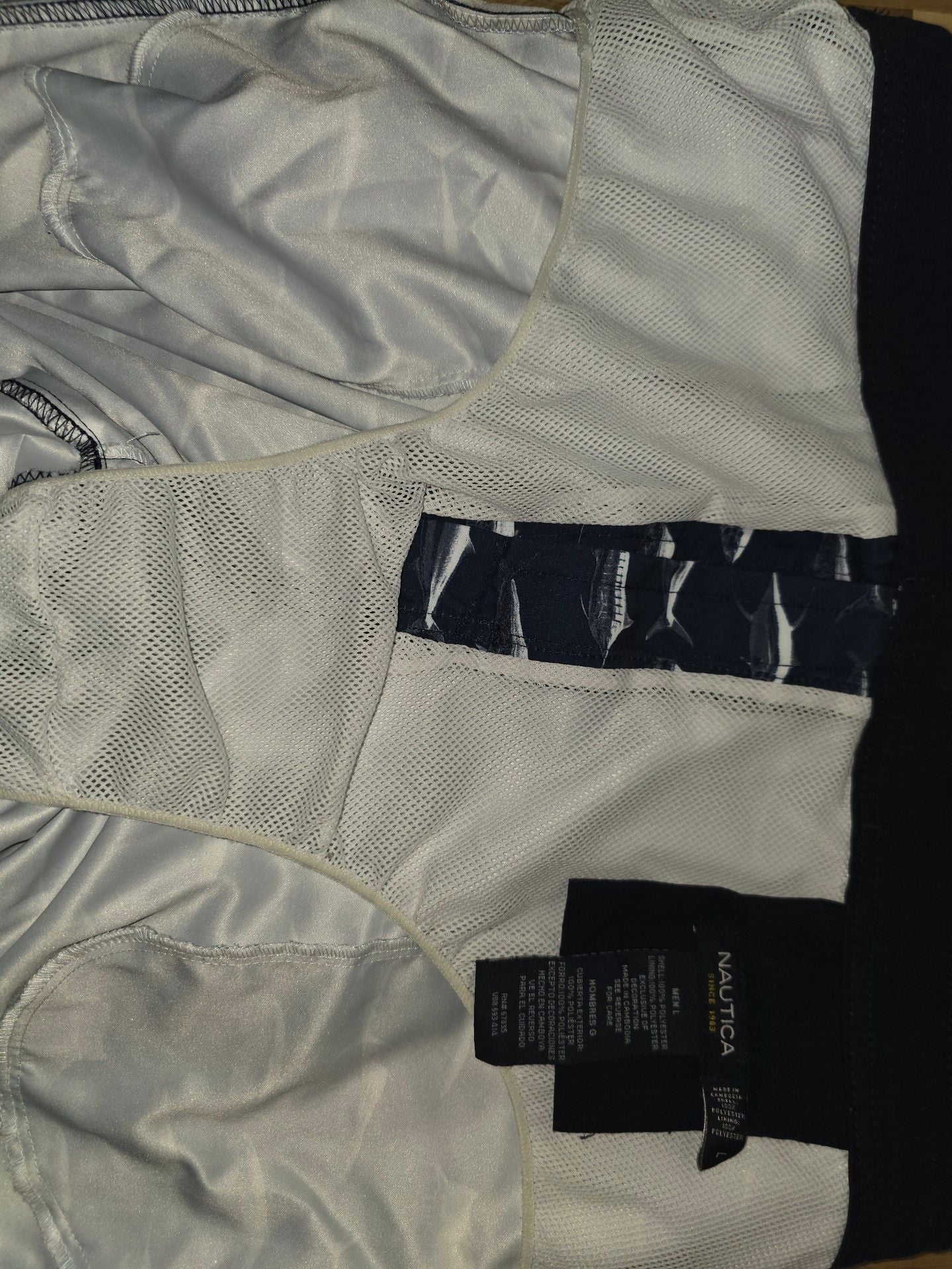 Nautica Swim Trunks Size L Blue Fish Print Mesh Lined 6
