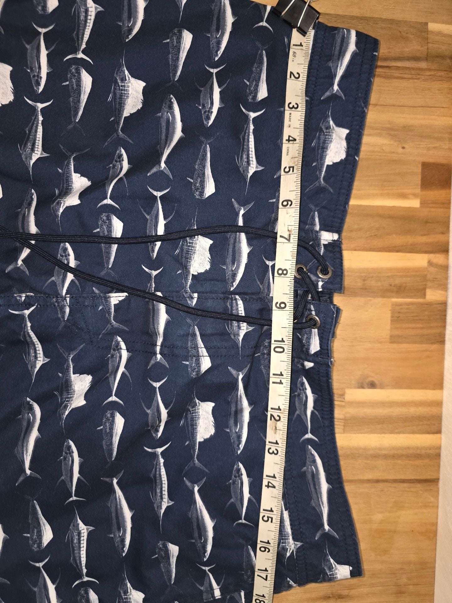 Nautica Swim Trunks Size L Blue Fish Print Mesh Lined 7