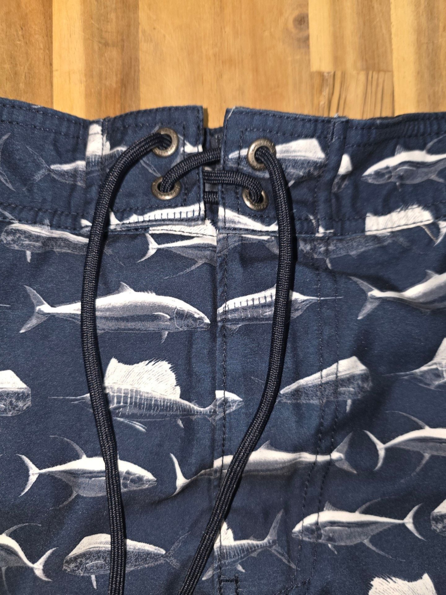 Nautica Swim Trunks Size L Blue Fish Print Mesh Lined 8
